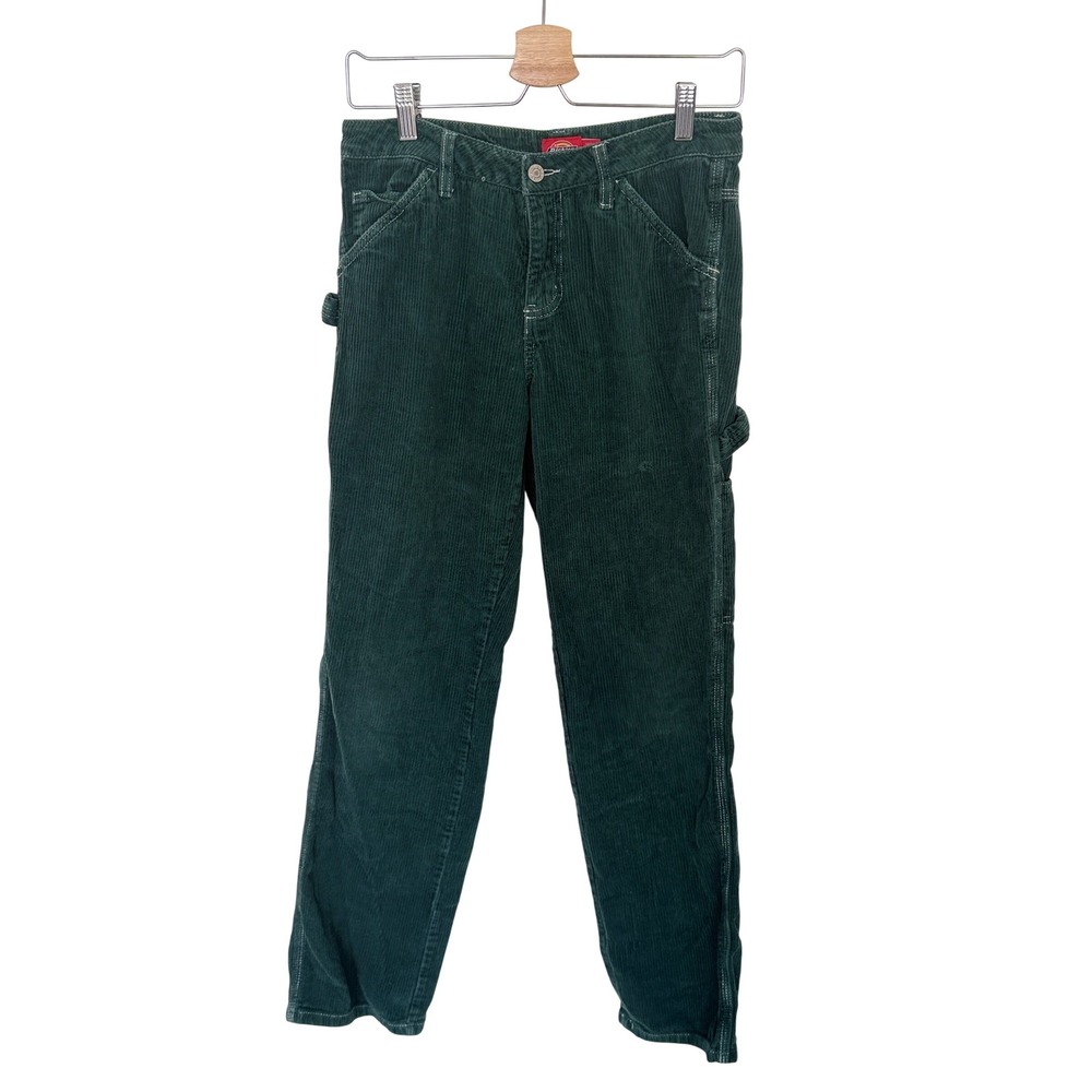 Dickies Forest Green Corduroy Carpenter Pants Straight Leg Utility Workwear 1/25